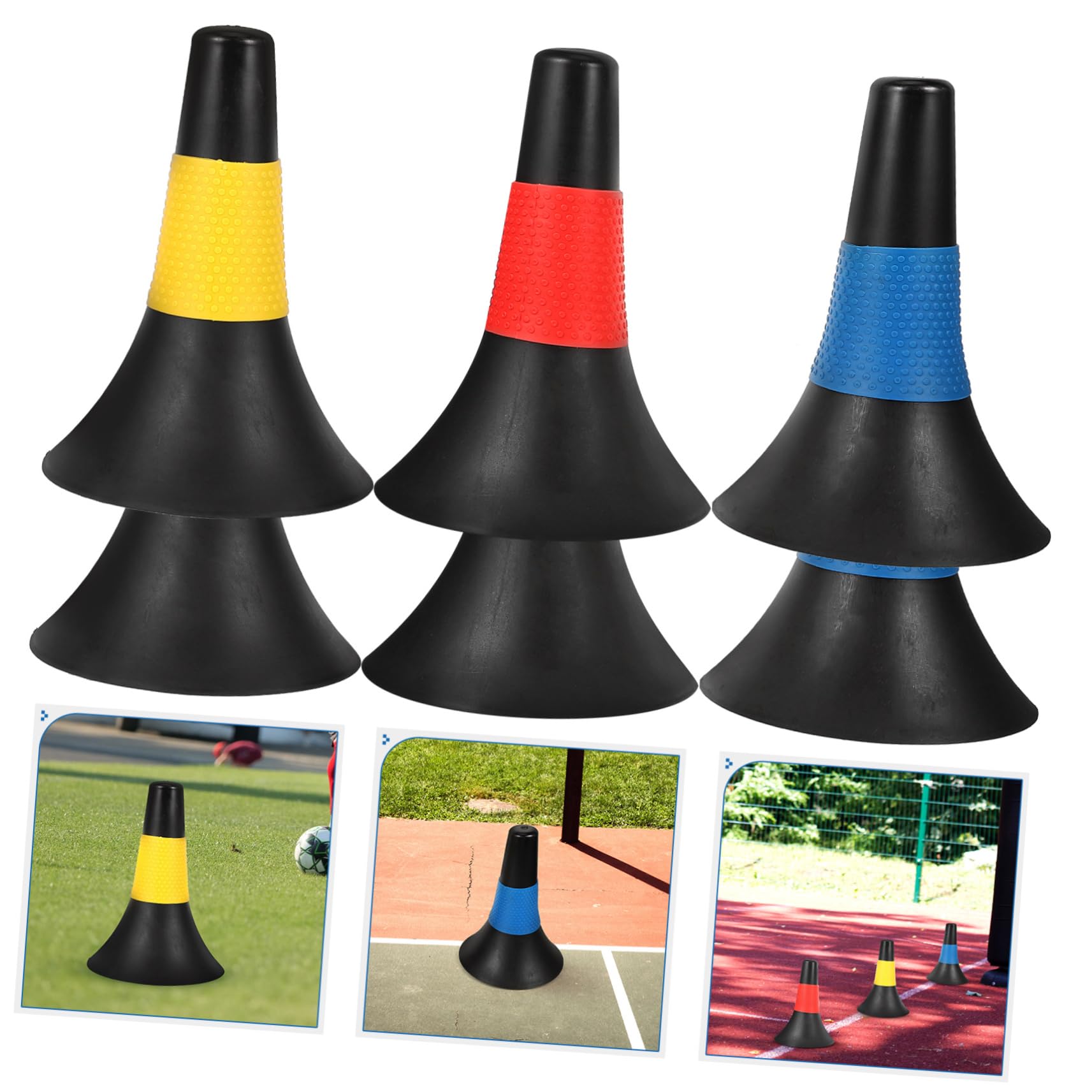 Abaodam 6 Piezas Cubo de Bandera Agilidad Cono Naranja Conos de Colores portátil obstáculo de para el fútbol Suministros para Entrenamiento de pies Educación física