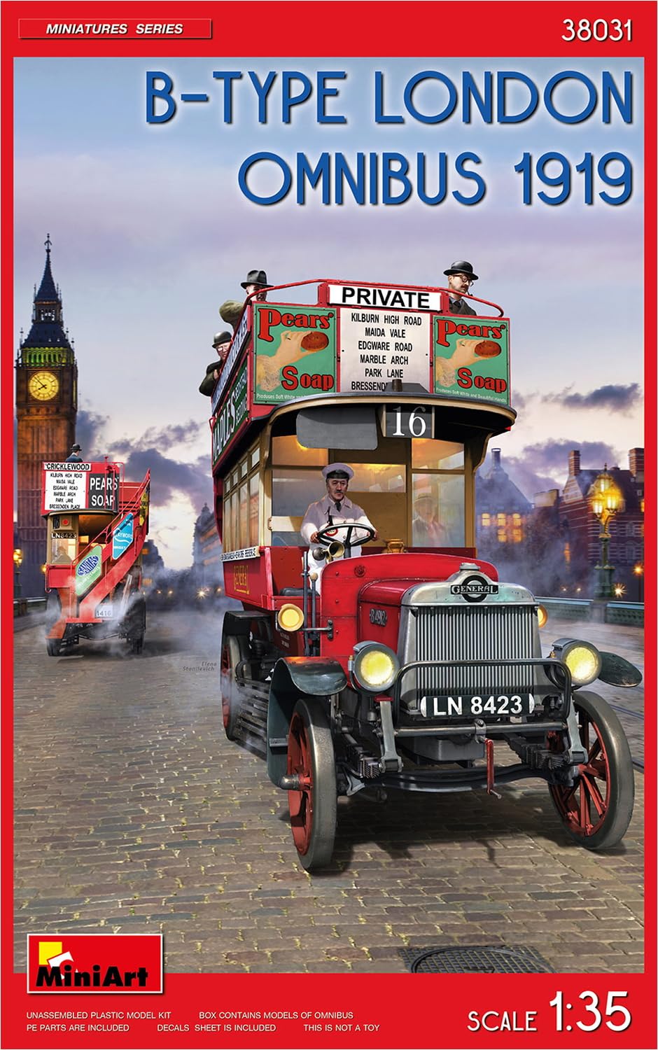 Mini Art 38031 1:35 Omnibus di Londra tipo B 1919 - replica originale, modellismo, plastica, camion, auto, kit per adulti