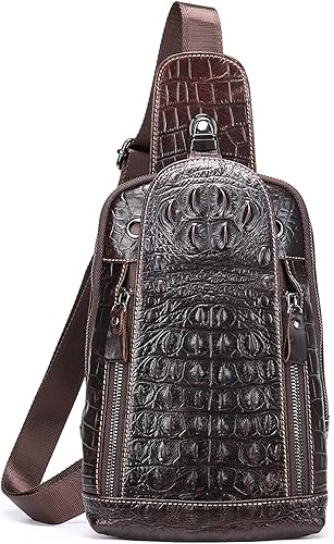 QAZWSXE Bolso cruzado de cuero para hombre, bolso bandolera de hombro, bolsas casuales para el pecho, para viajes, senderismo, mochilas, 11 - café