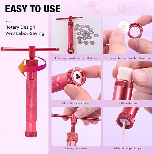 Miniatura 7 de Swpeet 36 pistolas extrusoras de arcilla de color rojo rosa, pasta de azúcar y fondant, pistola de escultura de pastel de arcilla, herramienta de
