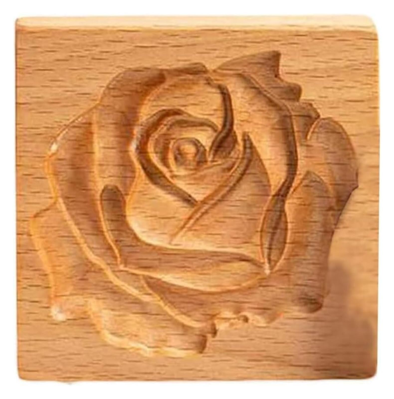 Keksausstecher, Keksformen aus Holz, Kekse, Plätzchen, DIY-Keks-Backform, hölzerner 3D-Rosen-Pressstempel for Party, Hochzeit, Küchenbedarf