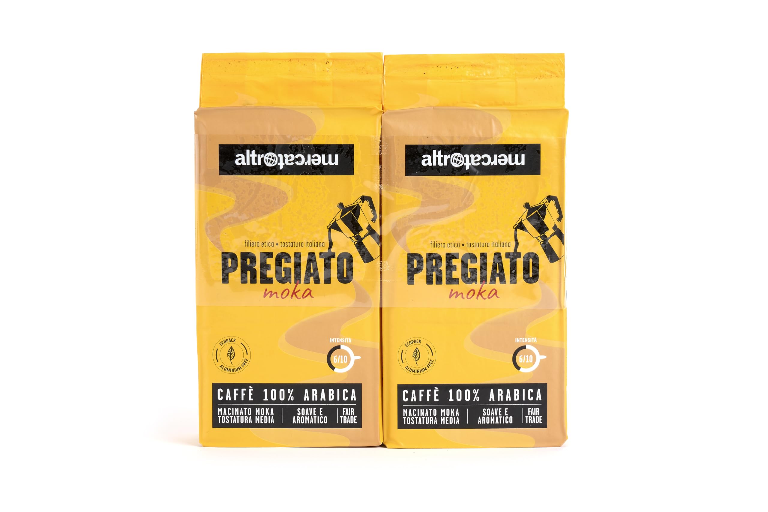 ALTROMERCATO – Caffè 100% arabica pregiato macinato per moka – caffè biologico da commercio equo e solidale – gusto raffinato e aromatico, equilibrio e finezza in tazza – formato bipack – 2 x 250 g