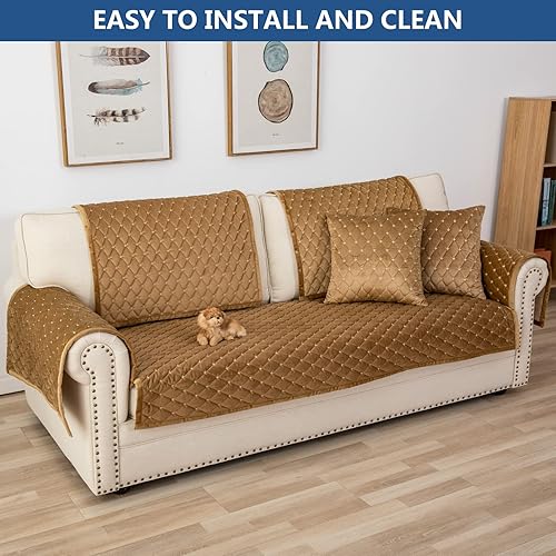 Miniatura 7 de Eismodra Funda para sofá, fundas de sofá modular, fundas de sofá para sofá de 3 cojines, fundas de sofá antideslizantes para perros, gatos, niños,