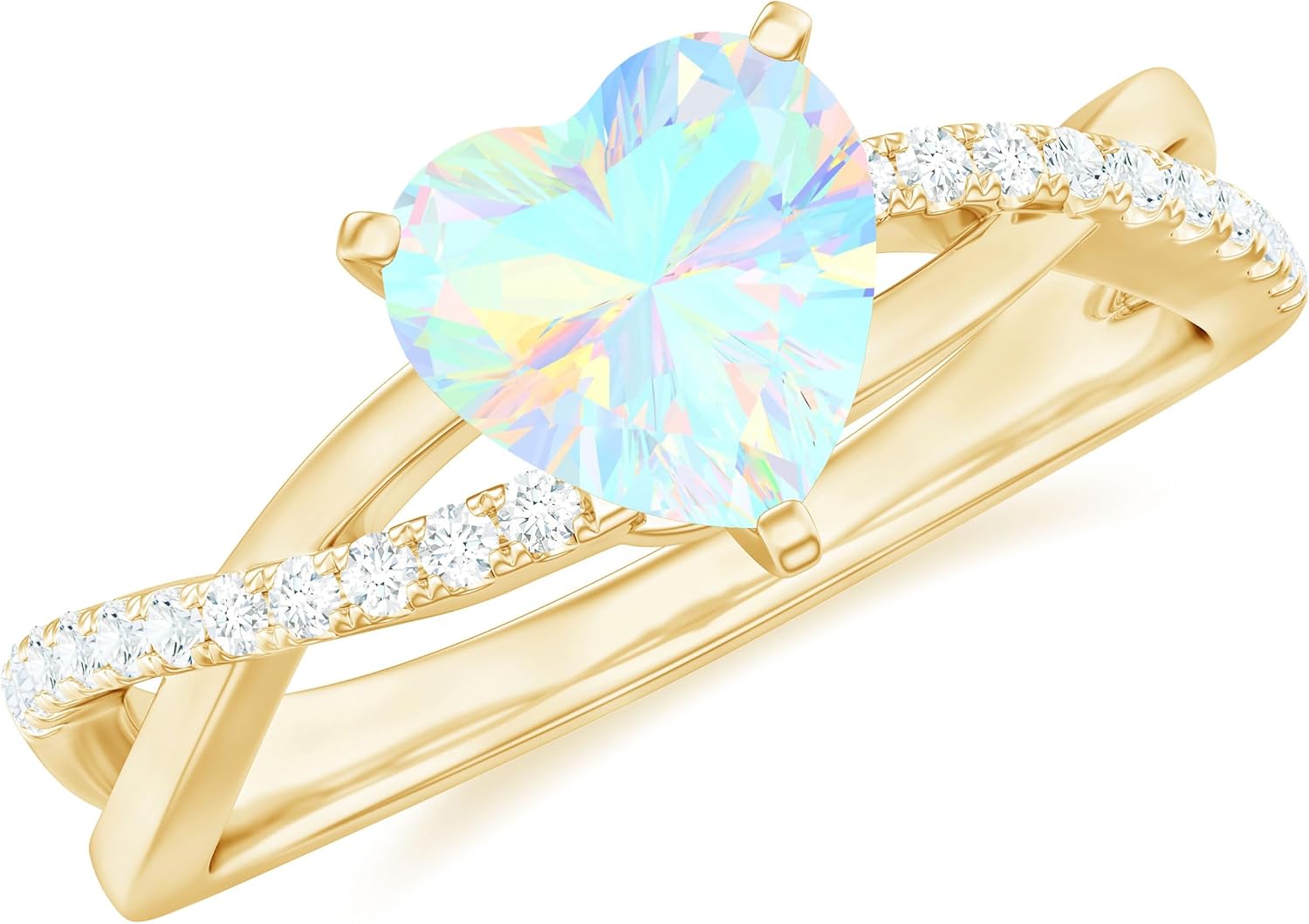 Natural Ethiopian Opal Heart Engagement Ring, AAA Quality, Certified Opal Diamond Solitaire Ring - Gift For Women