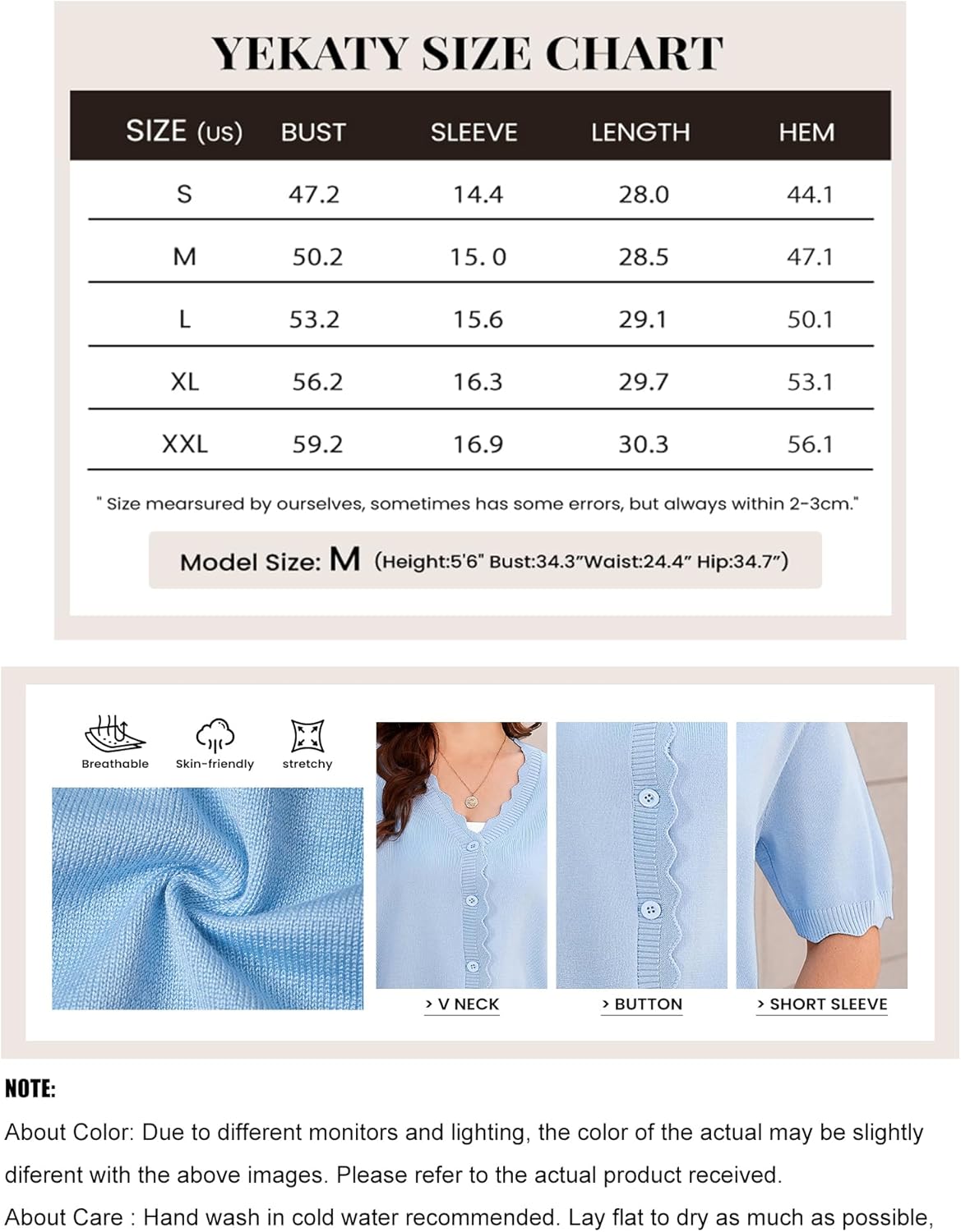 Yekaty Womens 2026 Short Sleeve Summer Cardigan Scalloped Cropped Knit Button Sweater Lightweight Shrug for Dress - Image 6