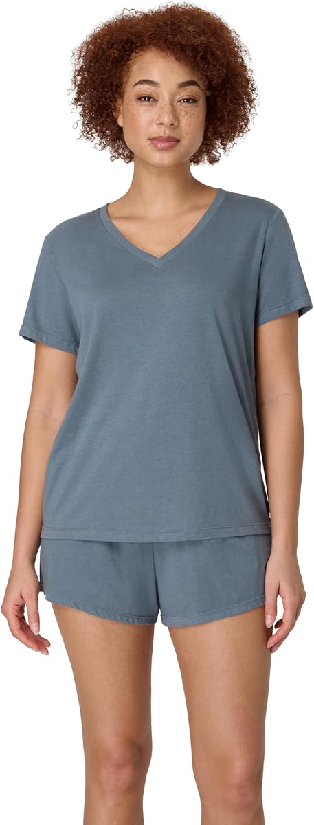 Women's Pajama Set, Sleepwear V-Neck Tee & Sleep Shorts Loungewear