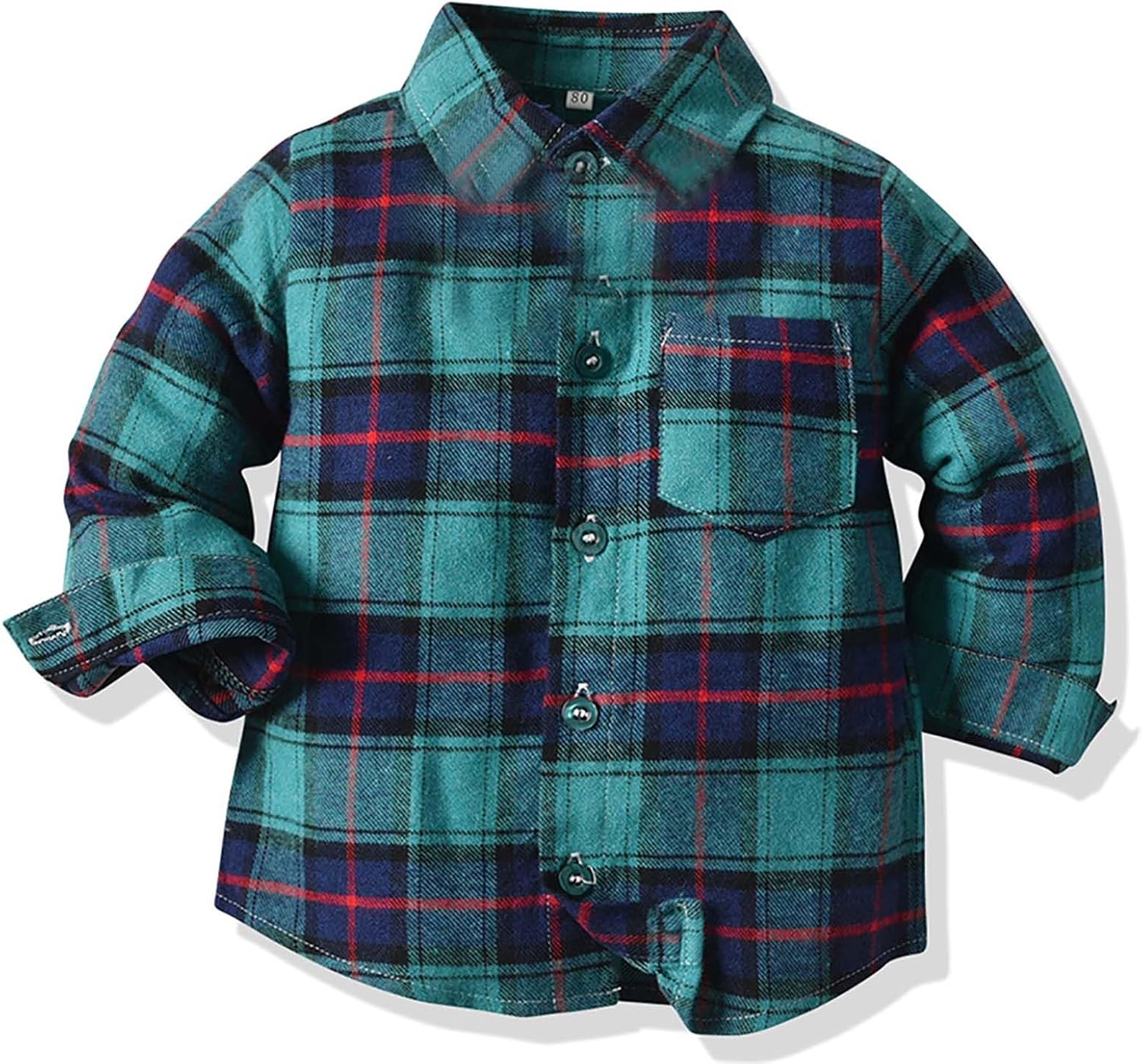 Boys Girls Flannel Shirts Plaid Shirt Long Sleeve Button Down Dress Shirt for Holiday