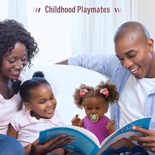 Miniatura 4 de ADFO Reborn Baby Dolls Black Girl - Muñecas de bebé realistas de 22 pulgadas con cuerpo suave y realista afroamericano con kit de alimentación y