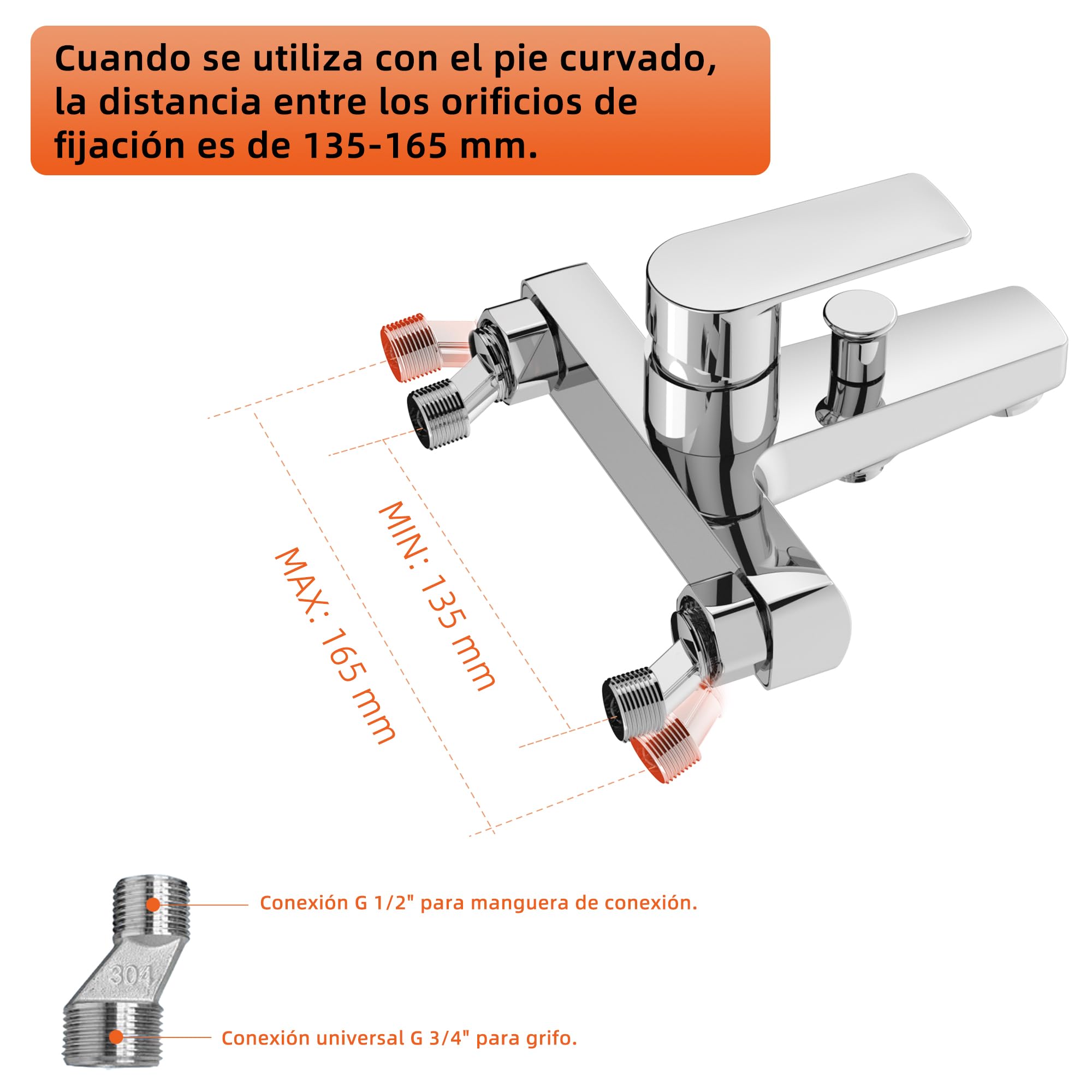 BELZ Grifo Bañera Latón Macizo Inversor Automático Antirretorno Con Ducha | Latón macizo·inversor baño/ducha·válvula retorno·ducha de mano·conectores S·monomando·cepillado