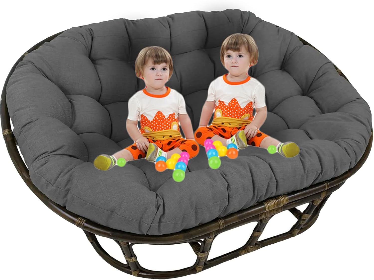 Papasan Cushion, Hanging Basket Chair Cushions for Garden Furniture Double Papasan Patio Seat Cushion Hanging, Swing Thick Seat Cushions, for Hanging Chair,Black,65456in