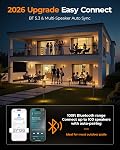 Haut-parleurs extérieurs Bluetooth étanche IPX6 avec lumières de flamme, Cadeaux Gadget pour les hommes/femmes, Son stéréo HD, BT 5.3 Multi-sync à 100 Haut-parleurs, haut-parleur sans fil portable pour Patio (Black Gray)
