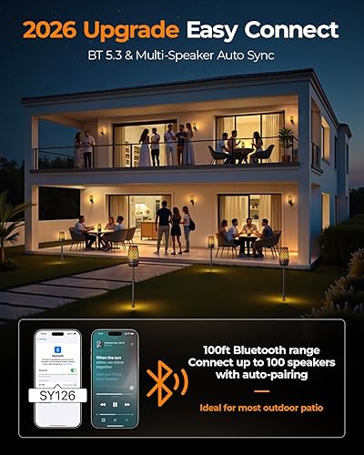 Miniatura 3 de Altavoces para exteriores Bluetooth impermeables IPX6 con luces de llama, regalos gadget para papá, ella, él, sonido estéreo HD, BT 5.3