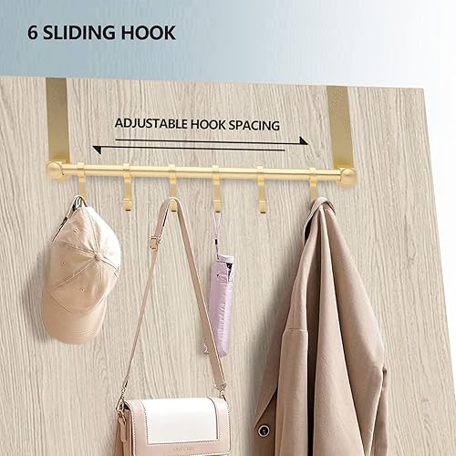 Miniatura 4 de Ganchos sobre la puerta, colgador de puerta, perchero de 6 ganchos para colgar sobre la puerta, organizador de puerta de aluminio resistente