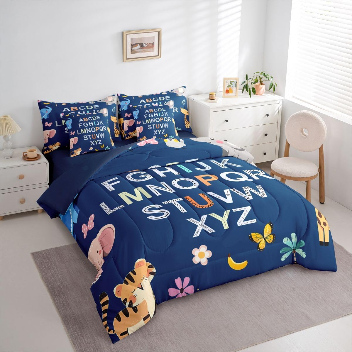 Feelyou Alphabet Comforter Set with Sheets 7 Piece Twin Size for Boys Girls image 3