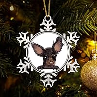 Vista 1 de Russian Toy Terrier Xmas Tree Ornaments - Christmas Snowflake Ornament - Watercolor Peeking Dog Mom Pet Xmas Keepsake Gifts Snowflake Decor Gift for