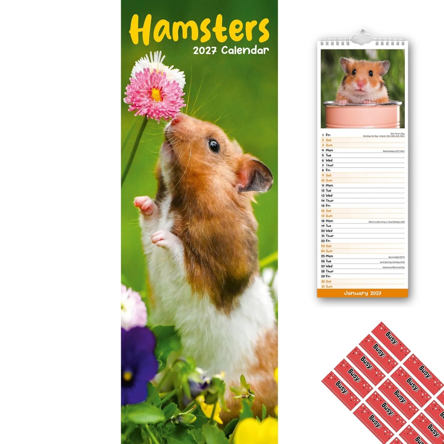 Avonside Hamsters 2027 Slimline Calendar with Organisational Stickers