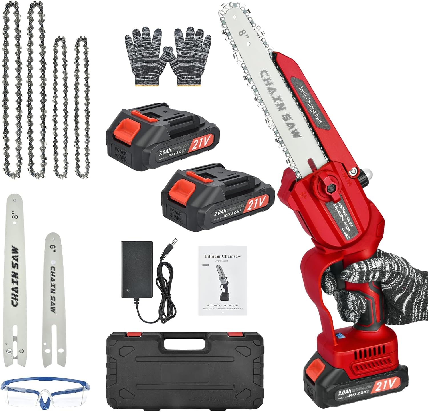 Mini Chainsaw Cordless 8 inch & 6 inch Handheld Electric Chainsaw with