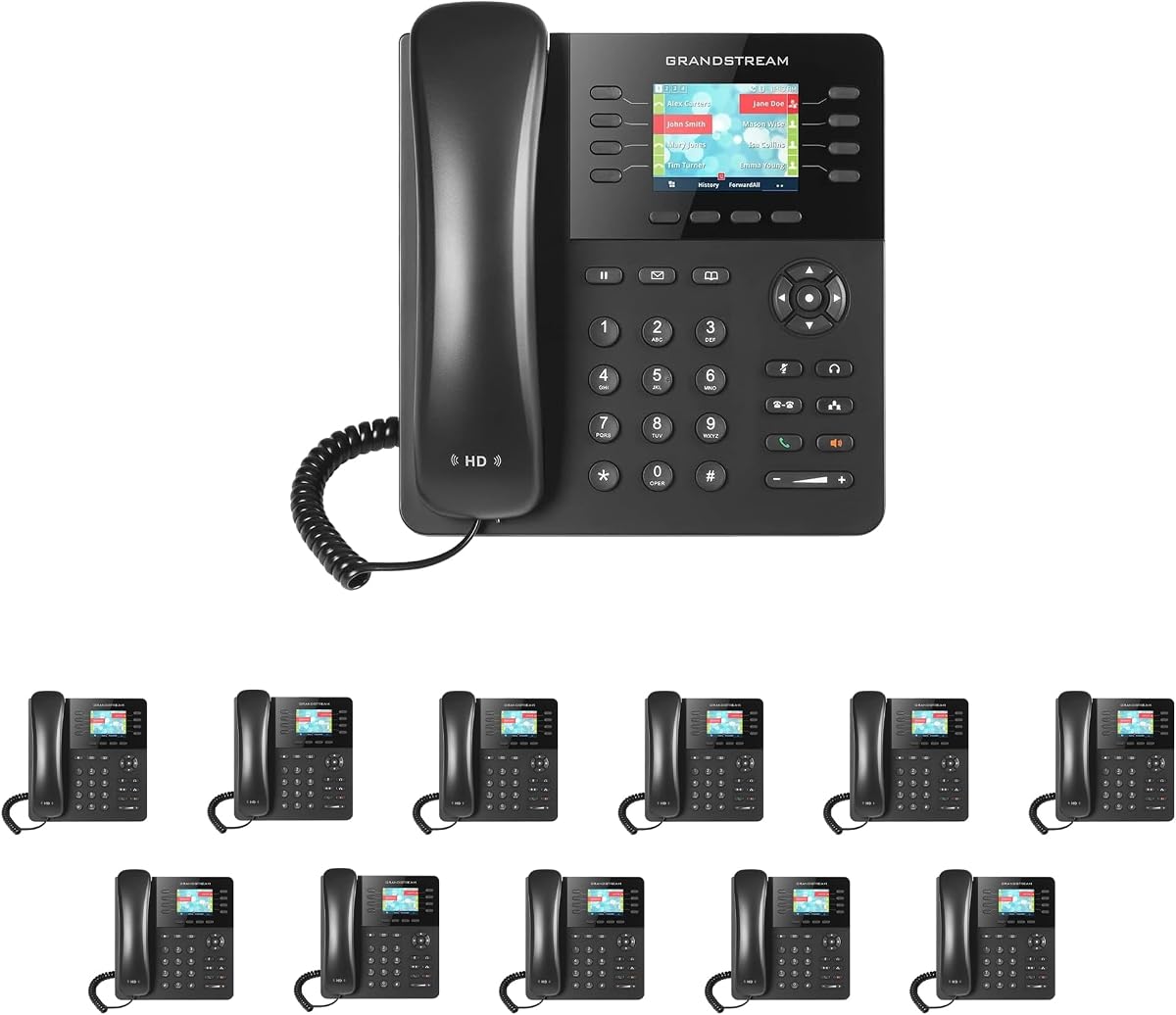 Sistema telefónico empresarial 'Mission Machines' G200C: incluye teléfonos Grandstream GXP2135 + servidor en la nube 'Mission Machines' + 3 meses gratis de servicio telefónico en la nube 'Mission Machines' (paquete de 12 teléfonos)