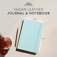 Vista 2 de PRODUCTIVITY STORE Cuaderno y diario de cuero rayado Cuaderno A5 de cuero vegano de tapa dura de 5 x 8 pulgadas con papel grueso de alta calidad a