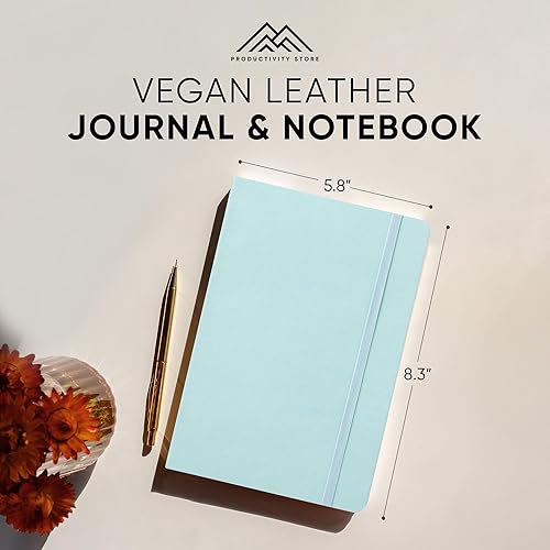 Miniatura 2 de PRODUCTIVITY STORE Cuaderno y diario de cuero rayado  Cuaderno A5 de cuero vegano de tapa dura de 5 x 8 pulgadas con papel grueso de alta calidad a