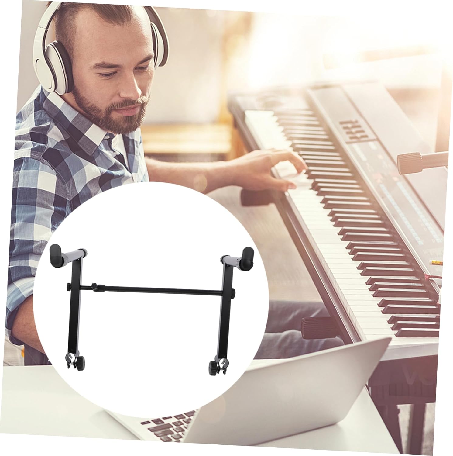 Kisangel Piano Keyboard Stand Stable Solid Construction Skid Strips Easy Assembly Portable for Stage