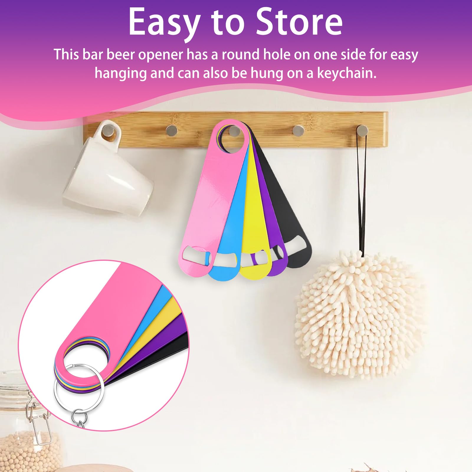 Colorful Stainless Steel Bottle Opener Set - 5 Pack -5 Colorful Stainless Steel Bottle Opener Set - 5 Pack -5