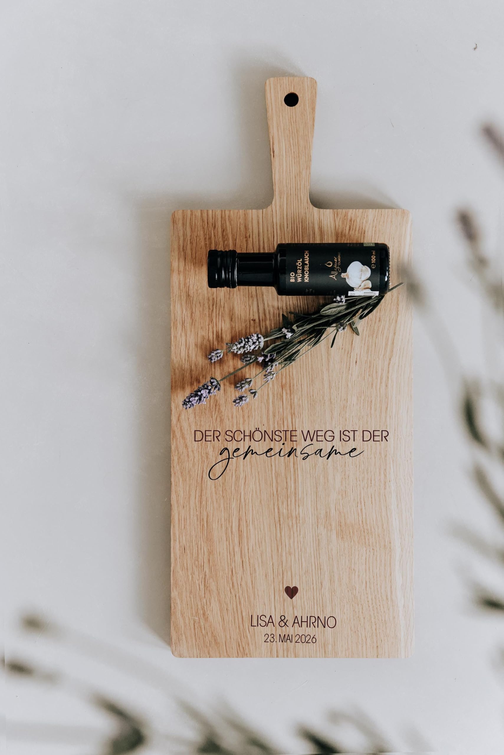 Schneidebrett Eiche mit Gravur personalisiert, 2 Größen
