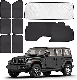 XCBYT 2019-2024 Wrangler Window Shades | 6 Layers Thickened Car Window Covers | 2 in 1 Car Full Window Privacy Curtains | 100% Blackout Window Shade and Heat Insulation for Camping Napping (8 PCS)