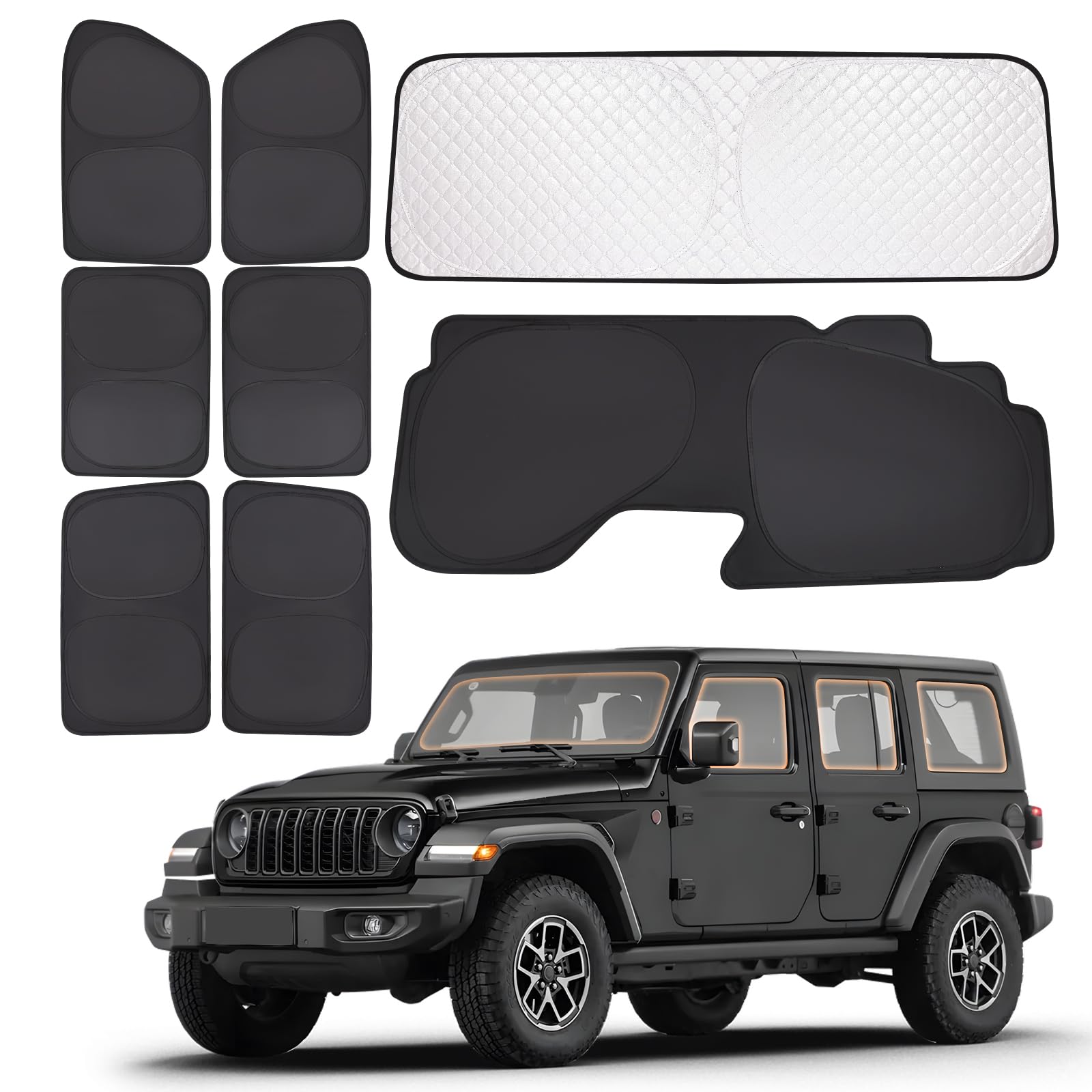 Photo 1 of XCBYT 2019-2024 Jeep Wrangler Window Shades, 8-Pack Blackout Privacy