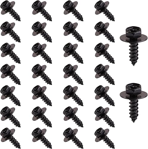 Yumfugu 30 tornillos para guardabarros de automóvil, 0.62 x 0.66 pulgadas, cubierta de parachoques M6, perno de fijación de salpicaduras, tornillos