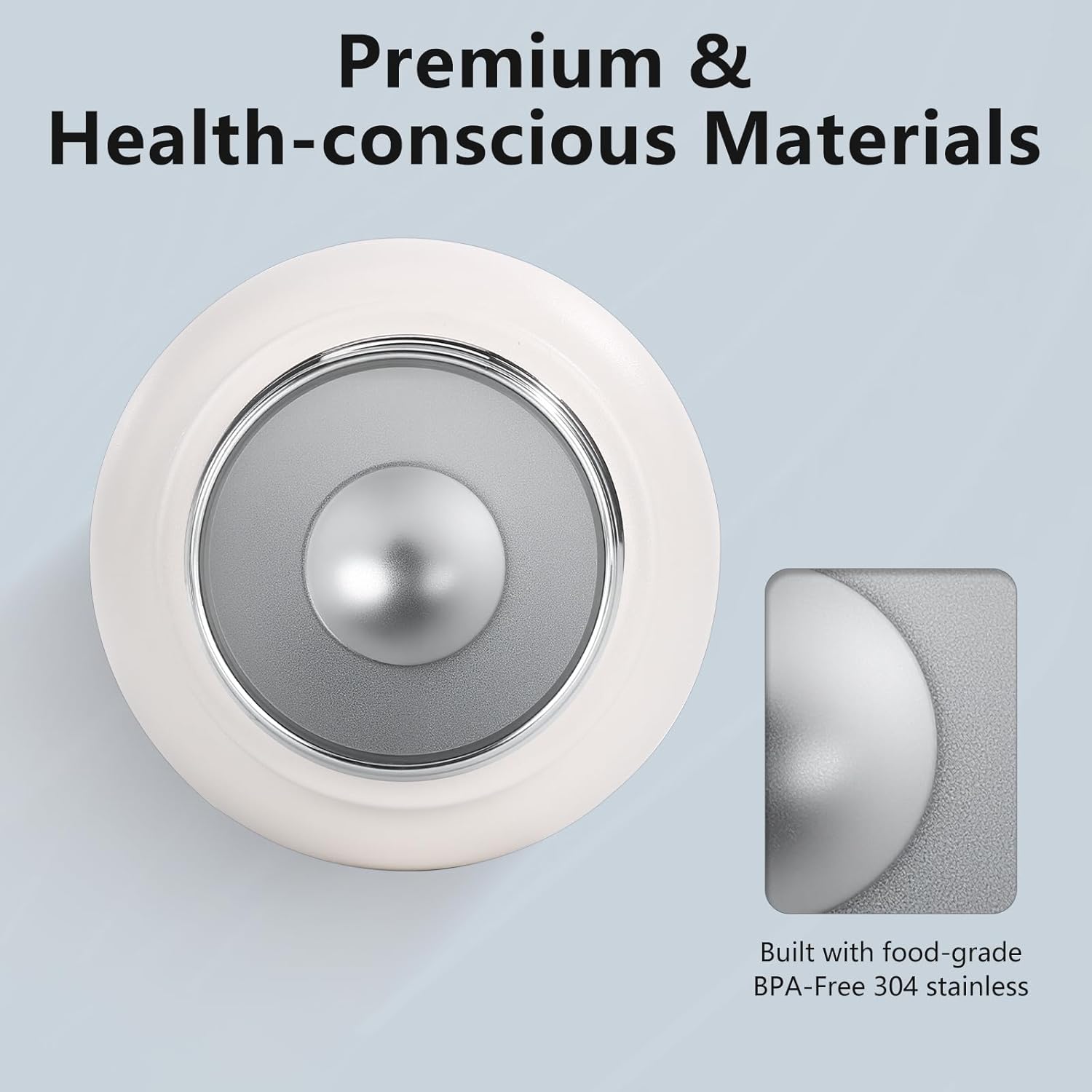 Water Bottle, BPA Free Insulated Stainless Steel, 32oz, Dual lids, Keep Cold 24H, Large Flask, Wide Mouth, Double Wall Metal Sport Drink Bottle, Camping, Gym, Hiking, Cream White - Image 6