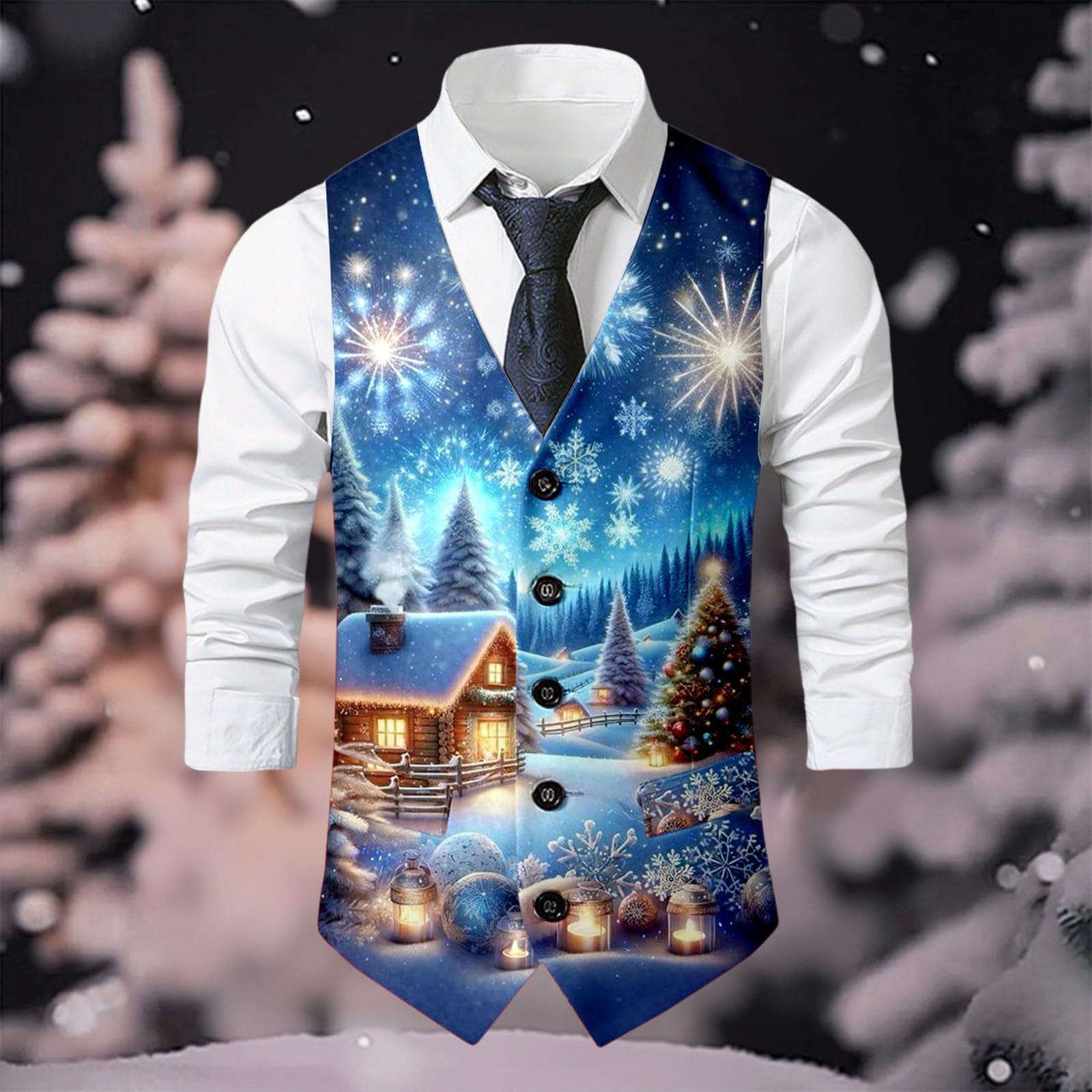 Gilet Uomo Sportivo Natalizio - in Maglia Festivo, Caldo Invernale, Maglione per Le Vacanze, Comodo, Morbido, con Motivo Testurizzato, Casual, da Indossare all'aperto
