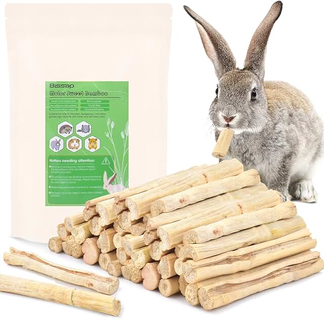 Bissap 1.5lb and 2lb Sweet Bamboo Chew Sticks for Rabbits, Bunny Chew Sticks for Rabbits Hamster Chinchilla Guinea Pigs Ra...