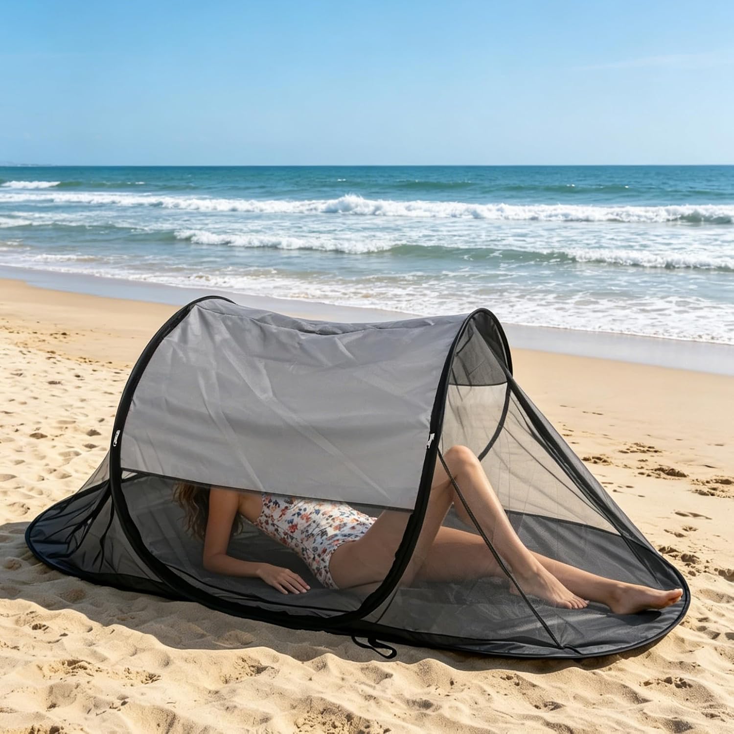 Boat-Shaped Portable Mosquito Net with Sun Canopy No Assembly Required Foldable Pop Up Camping Tent
