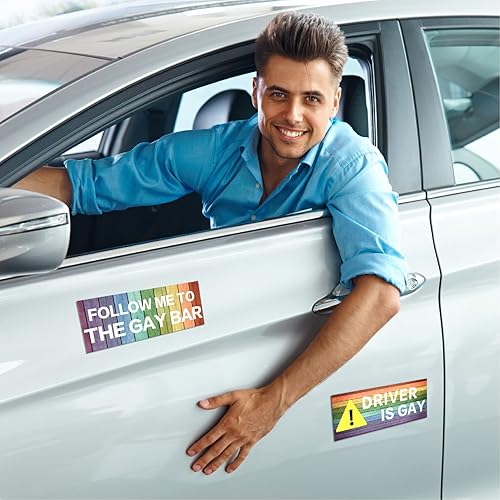 Miniatura 4 de Frienda 10 calcomanías de parachoques divertidas LGBT, calcomanías de arco iris, parachoques de broma, accesorios de automóvil coloridos para