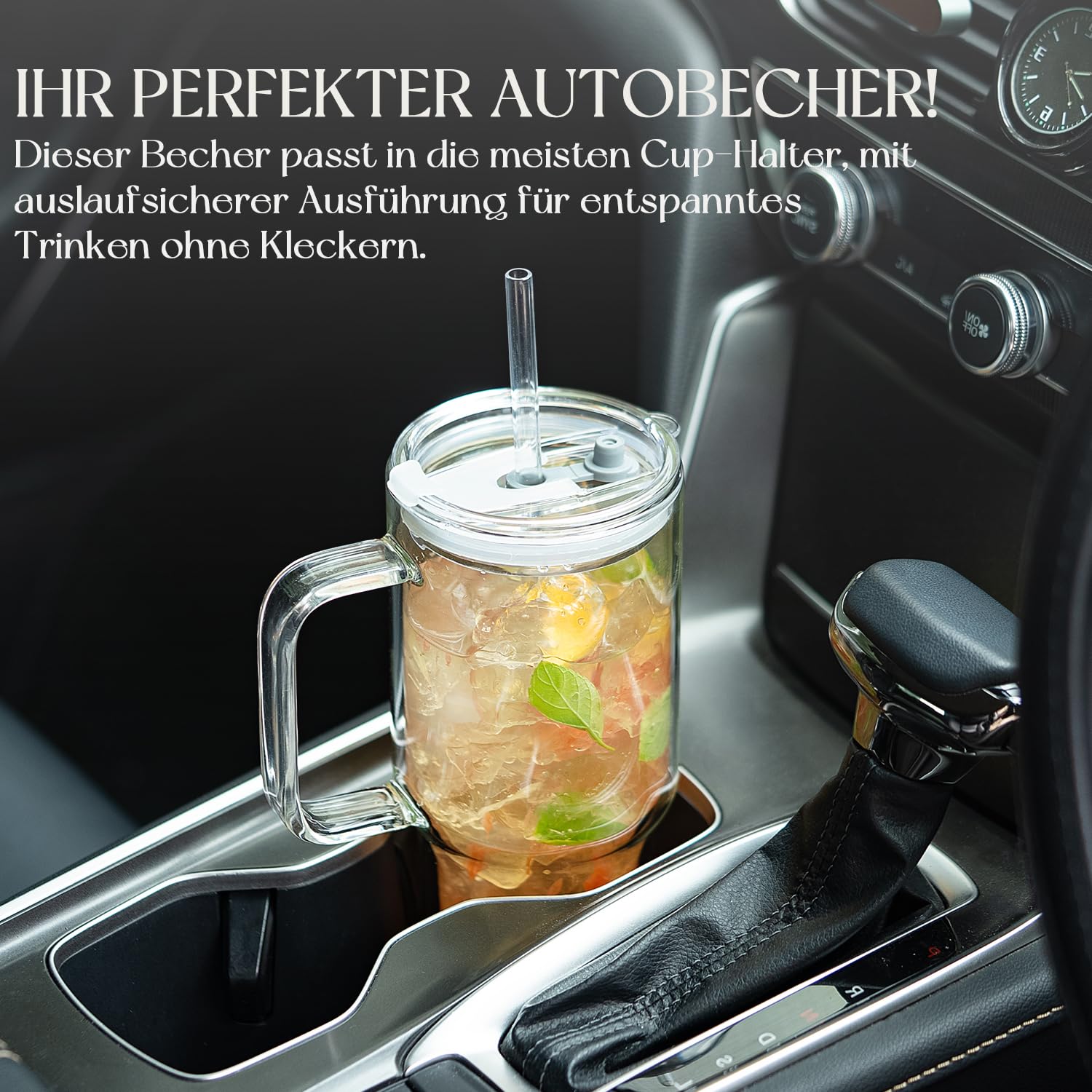 KEMORELA 2er Set Kaffeegläser mit Griff, Deckel & Glasstrohhalm, 830 ml Doppelwandige Latte Macchiato Gläser, Eiskaffee Glas, Matcha Glas, Teegläser für heiße & kalte Getränke