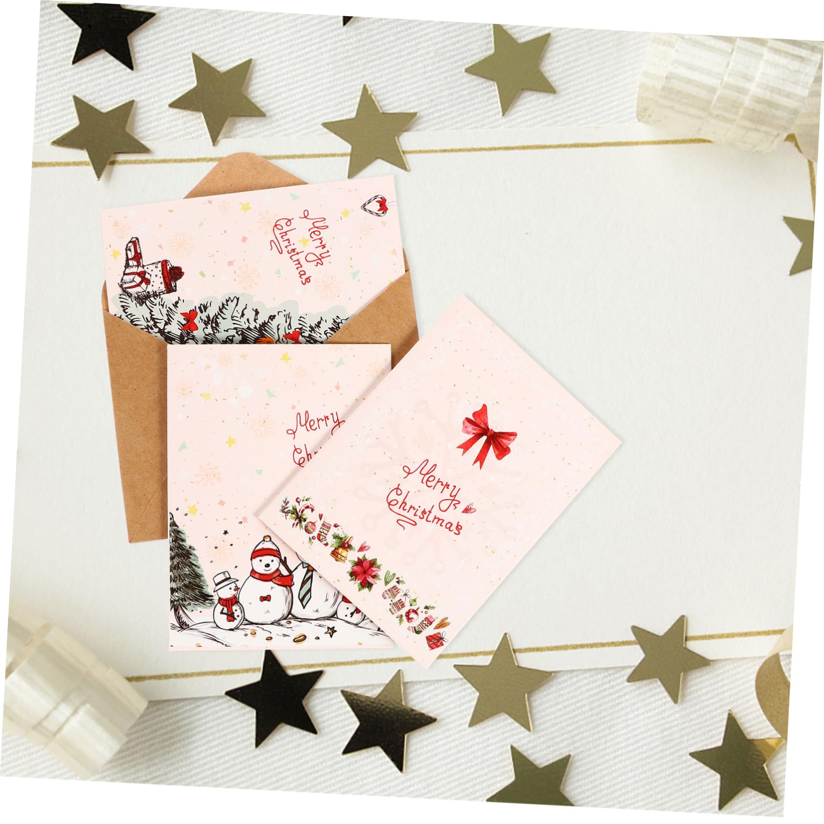 NUOBESTY 3 Sets 8-teiliges Grußkarten-set Friedliche Weihnachtskarten Umschlag Weihnachtspapierkarten Für Geburtstagsfeiertagssegen