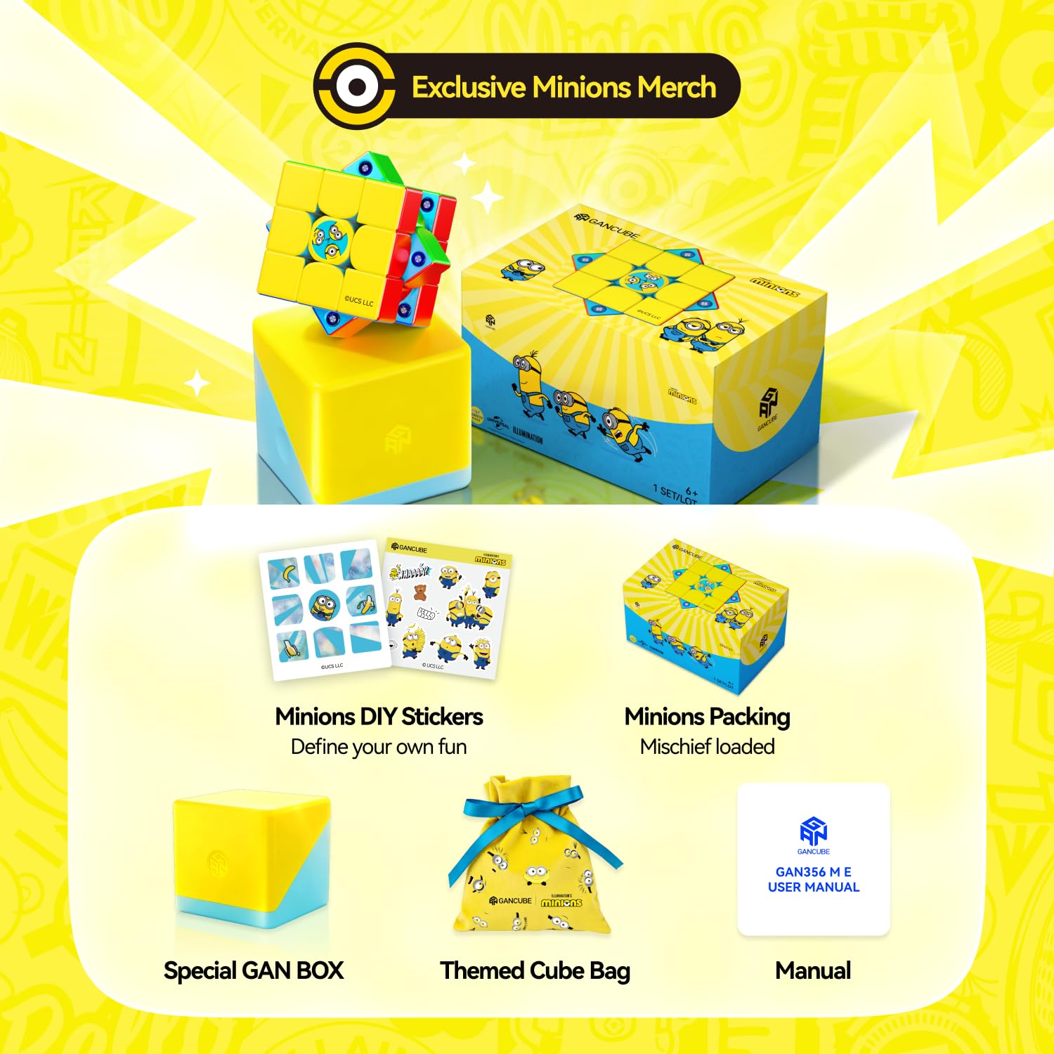 GAN Pyraminx & 356ME Edición Minions Magnético Cubo de Velocidad 3x3