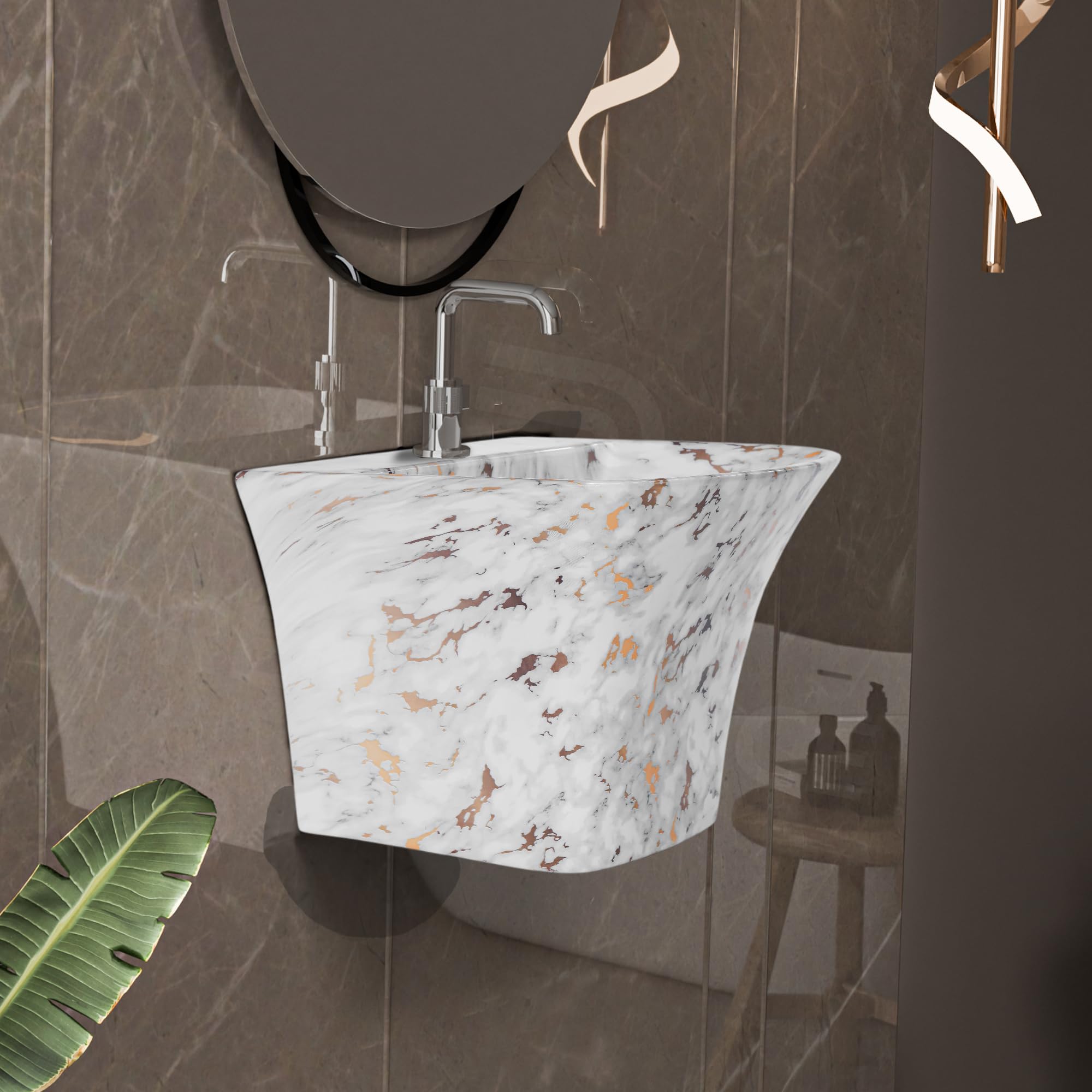Luxury Wall Mounted Wash Basin - White Ceramic -9
