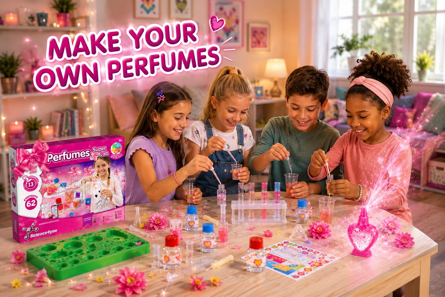 Science4you Super Laboratorio de Perfumes - Fábrica para crear tus Colonias, Juego con 13 experimentos, Juguetes y Regalos para Niños 7 8 9 10+ años