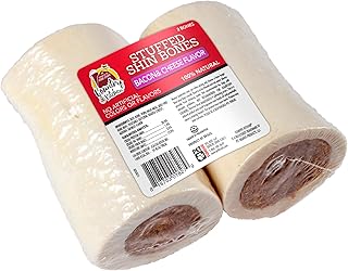 Country Kitchen Stuffed Shin Bone Bacon & Cheese Flavor Dog Treat, 100% Natural, Long Lasting, 2 Small Bones, 3-4 Inches