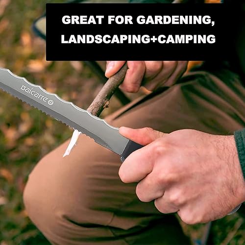 Miniatura 2 de Cuchillo de jardín de acero inoxidable con mango verde, cortador de césped de doble cara de 7.8 pulgadas, cuchillo de jardín de reparación de césped