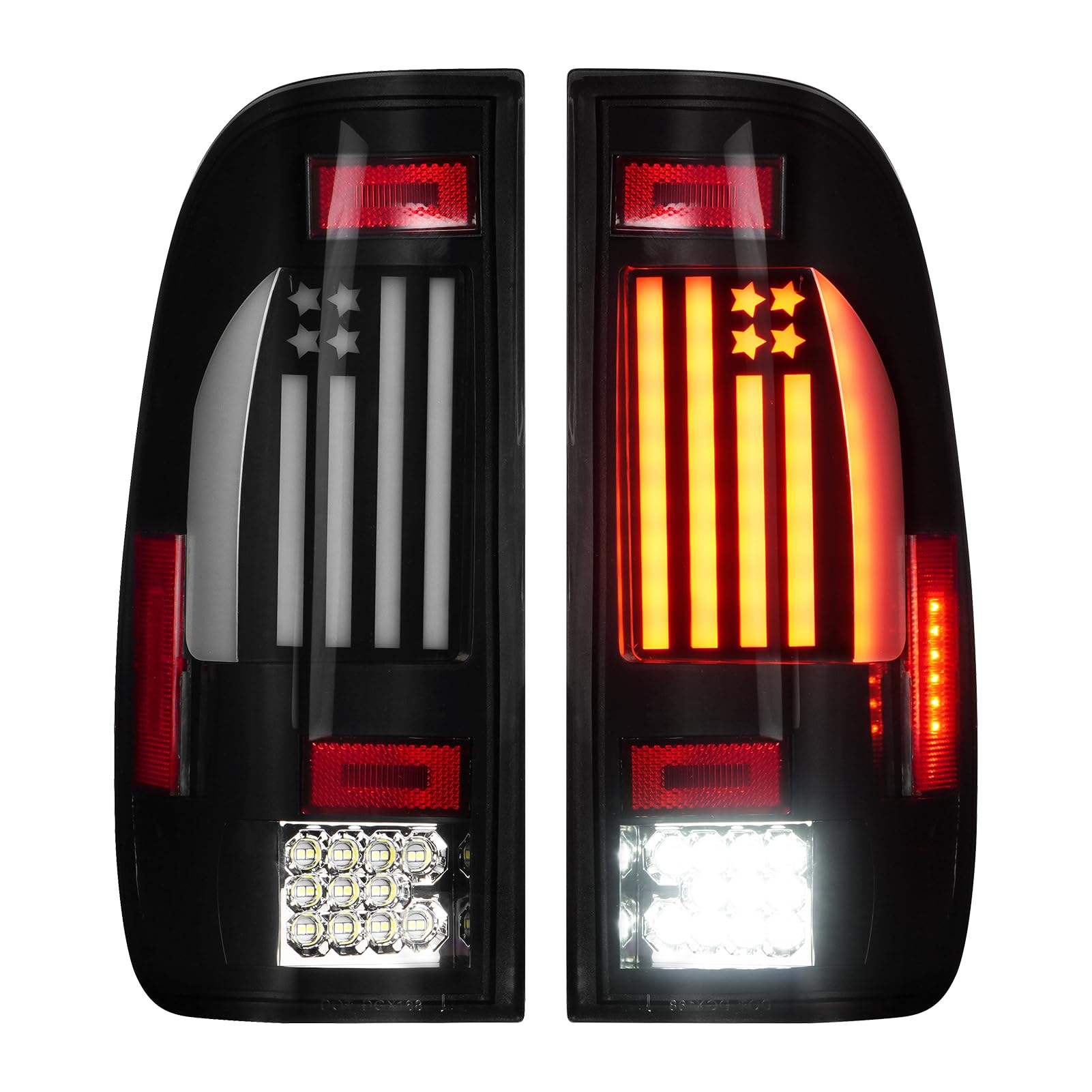 LED Tail Light Fit for Ford F150 1997-2004, for F-250 1997-1999 Light Duty (7 Lug Nut), for F-250 F-350 F450 F550 Super Duty 1999-2007, Driver and