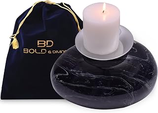 Candle Cremation Urn for Human Ashes - Large Black Marble Candle Urn - Decorative Urn for Ashes Display at Home - Beautiful Modern Adult URN for Funeral, Burial, Female or Pets
