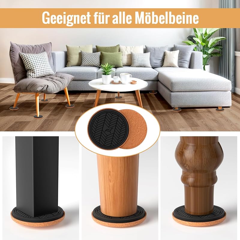 PISAO Bútoralátét Csúsztatók Nehéz Bútorokhoz - 8 db Kerek Filc Korong 9 cm - Extra Vastag Bútorcsúsztató Fa Padlóhoz
AI: I've created a Hu