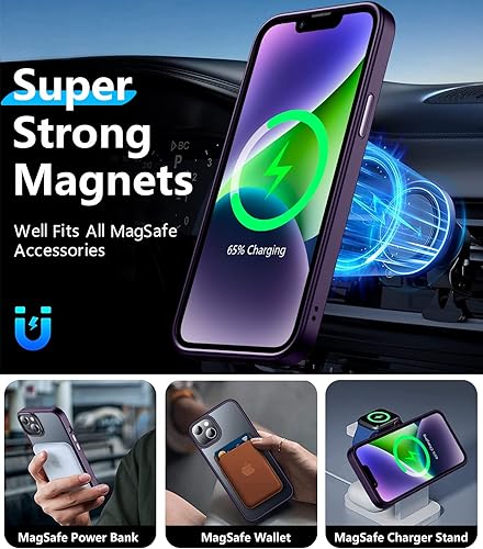 Miniatura 4 de Temdan Funda magnética para iPhone 13, protección militar contra caídas compatible con MagSafe 2 piezas protector de pantalla de vidrio Funda