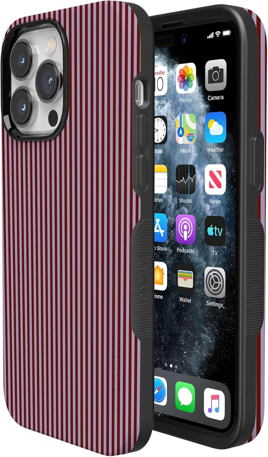 Casely iPhone 14 Pro Case | Stripes and the City | Tiny Pinstripe | Bold Protective Design | Compatible with MagSafe