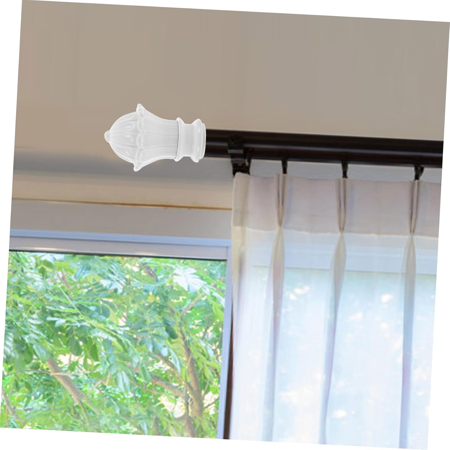 4pcs Decorative Curtain Rod Finials Plastic Caps for Curtain Rods Stylish Flower Design Versatile Use for Decor