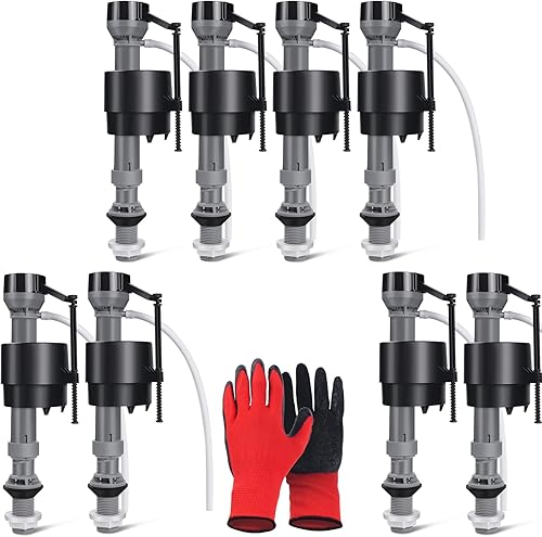 Miniatura 9 de Kit de repuesto de válvula de llenado de inodoro ajustable de 16 piezas con guantes, válvula de descarga silenciosa para tanque y tazón, juego
