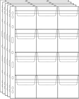 Seiten für Münzfächer – 12 Fächer Standard-Münzfächer mit 9 Löchern Sammelhüllen für Münzen 5 Blätter CS03512